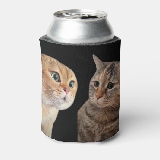 Talking Cats Meme Dubbelzijdig Zwart Blikjeskoeler (Blikje Achterkant)