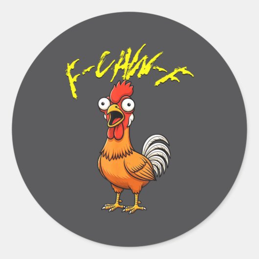 Talking Funny Chicken  Ronde Sticker (Voorkant)