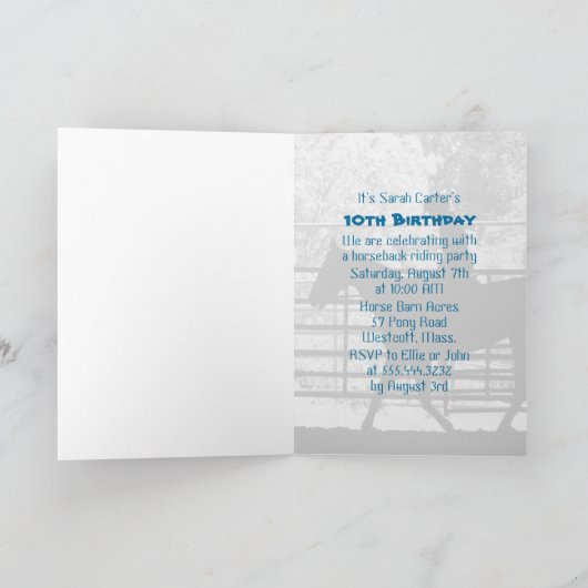 Talking Horses Birthday Party Invitation (Binnen)