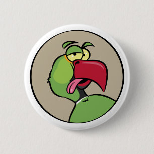 Talking Indian Ringnek Parrot Ronde Button 5,7 Cm