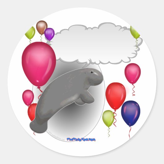 Talking Manatee Party Ronde Sticker (Voorkant)