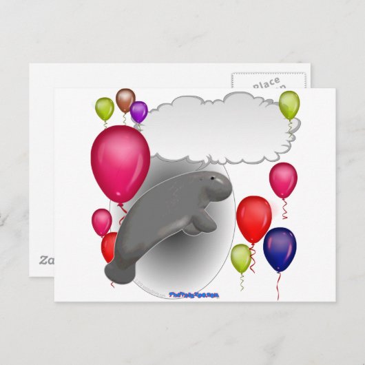 Talking Manatee Party Uitnodiging Briefkaart (Voorkant / Achterkant)