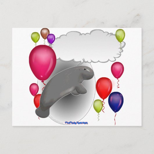 Talking Manatee Party Uitnodiging Briefkaart (Voorkant)