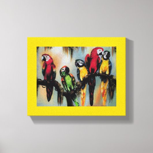 Talking parrots ~ Wrapped Canvas 75-inch dik Afdruk (Voorkant)