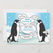 Talking Penguin Birthday Uitnodiging (Voorkant)