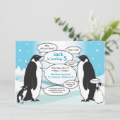 Talking Penguin Birthday Uitnodiging (Staand voorkant)
