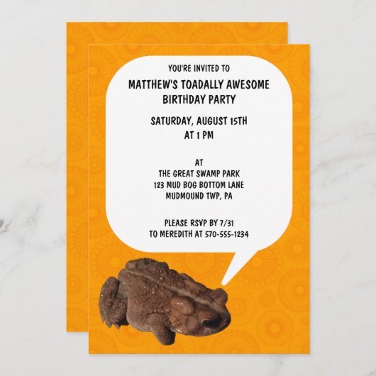 Talking Toad Toadally Geweldige verjaardagsfeestje Kaart (Voorkant / Achterkant)