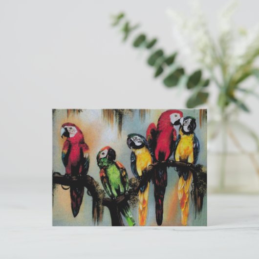 Talkparrots ~ Briefkaart Bird Natuur Wild (Staand voorkant)