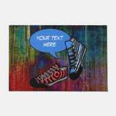 Talkschoenen 3 + uw eigen achtergrond en tekst deurmat (Voorkant)