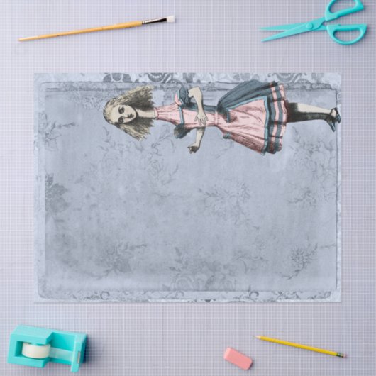  Tall Alice in Wonderland Blue Decoupage Tissuepapier (Craft)