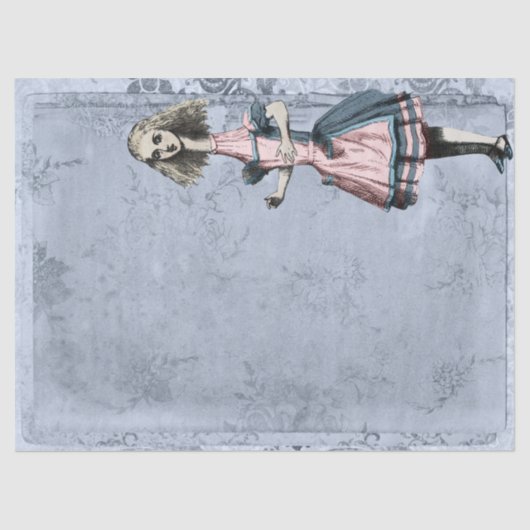 Tall Alice in Wonderland Blue Decoupage Tissuepapier (Voorkant)