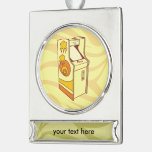 Tall arcade game console verzilverd banner ornament