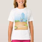 Tall Blue Building Girls T-Shirt (Voorkant)