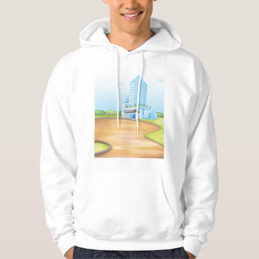Tall Blue Building Mannen Hoodie (Voorkant)