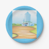 Tall Blue Building Paper Borden Papieren Bordje (Voorkant)