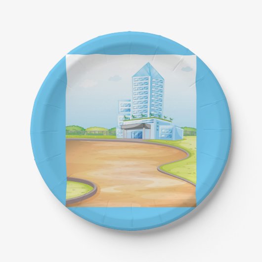 Tall Blue Building Paper Borden Papieren Bordje (Voorkant)