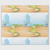 Tall Blue Building Wrapping Paper Cadeaupapier (Vlak)