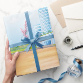 Tall Blue Building Wrapping Paper Cadeaupapier
