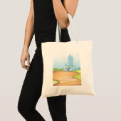 Tall Blue City Building Canvas tas (Voorkant (product))