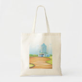 Tall Blue City Building Canvas tas (Voorkant)