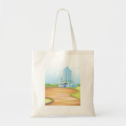 Tall Blue City Building Canvas tas (Voorkant)