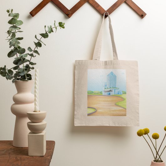 Tall Blue City Building Canvas tas