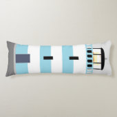 Tall Blue en White Stripey Lighthouse Lichaamskussen (Voorkant)