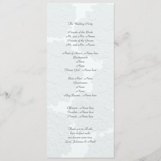 Tall Blue Hydrangea Wedding Ceremony Programma's (Achterkant)