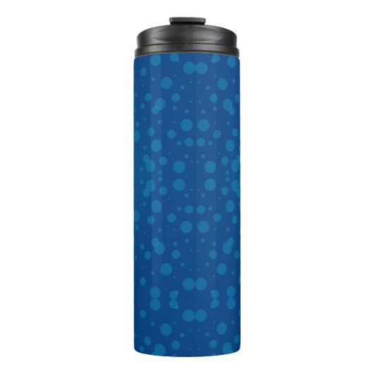 Tall blue travel mug with a black lid thermosbeker (Voorkant)