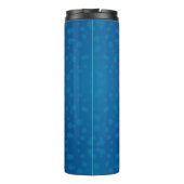 Tall blue travel mug with a black lid thermosbeker (Achterkant)