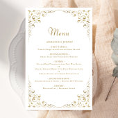 Tall Budget Gold Script Foliage Wedding Menu