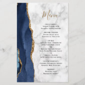 Tall Budget Marine Blue Agate Marble Wedding Menu (Voorkant)