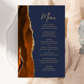 Tall Budget Rust Gold Agaat Navy Wedding Menu
