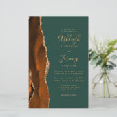 Tall Budget Rust Gold Green Wedding Uitnodiging (Staand voorkant)