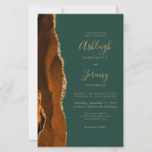 Tall Budget Rust Gold Green Wedding Uitnodiging (Voorkant)