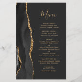 Tall Budget Zwart Goud Agaat Donker Bruiloft Menu (Voorkant)