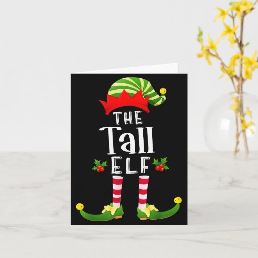 Tall Christmas Elf Matching Pajama X-mas Party  Kaart (Gele Bloem)