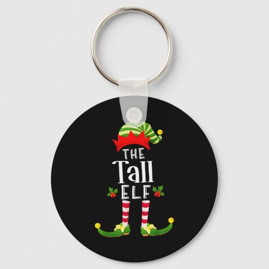 Tall Christmas Elf Matching Pajama X-mas Party Sleutelhanger (Voorkant)