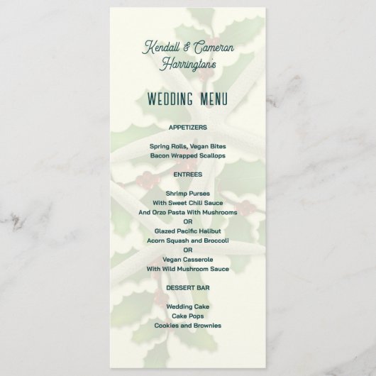 Tall Christmas Starfish Bruiloft Menu Sjabloon (Voorkant)