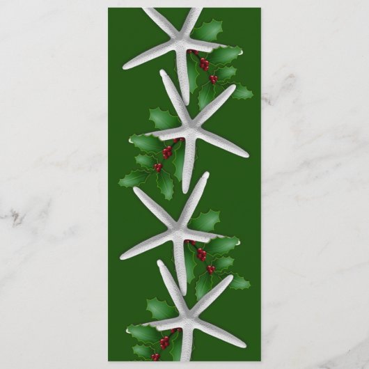 Tall Christmas Starfish Bruiloft Menu Sjabloon (Achterkant)