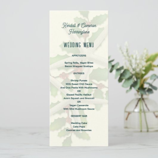 Tall Christmas Starfish Bruiloft Menu Sjabloon (Staand voorkant)