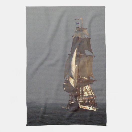 Tall Clipper Sailing Ship Kitchen Towel Theedoek (Verticaal)
