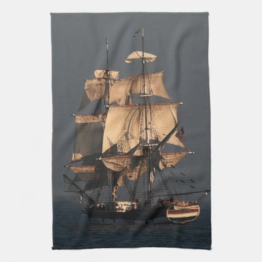 Tall Clipper Sailing Ship Kitchen Towel Theedoek (Verticaal)