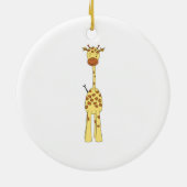Tall Cute Giraffe. Cartoon Animal. Keramisch Ornament (Achterkant)