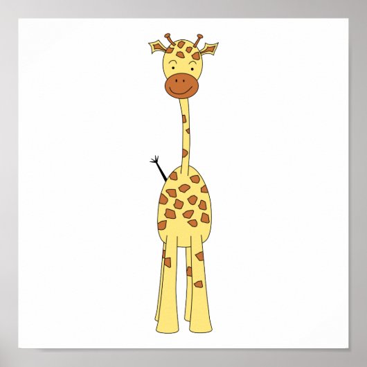 Tall Cute Giraffe. Cartoon Animal. Poster (Voorkant)
