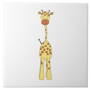 Tall Cute Giraffe. Cartoon Animal. Tegeltje