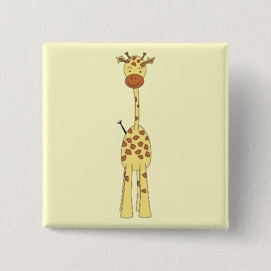 Tall Cute Giraffe. Cartoon Animal. Vierkante Button 5,1 Cm (Voorkant)