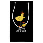 Tall Duck en Hensome Funny Animal Pun Dark BG Klein Cadeauzakje (Voorkant)