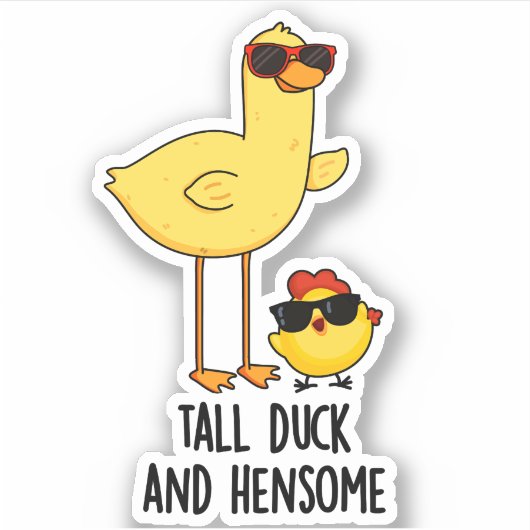 Tall Duck en Hensome Funny Animal Pun Sticker (Voorkant)