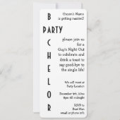 Tall Frosty Draft Beer, Bachelor Party Kaart (Achterkant)